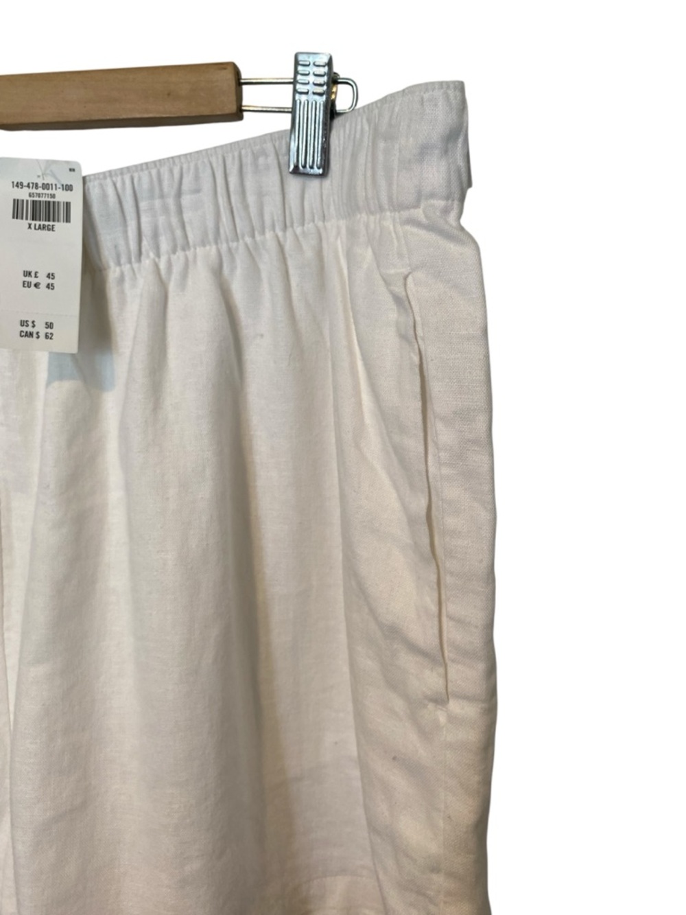 New Abercrombie & Fitch Ultra High Waist White pull on Linen Shorts SZ xl - Picture 3 of 7